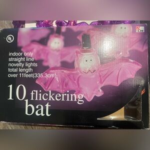 Vintage 2001 Halloween Flickering Bats Kmart Light String Purple Novelty NOS